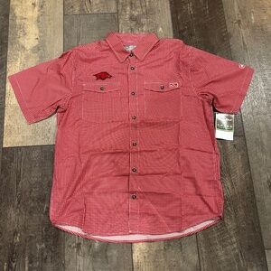 Arkansas Red Gingham Drake Short Sleeve Button Down Large (New with Tags)